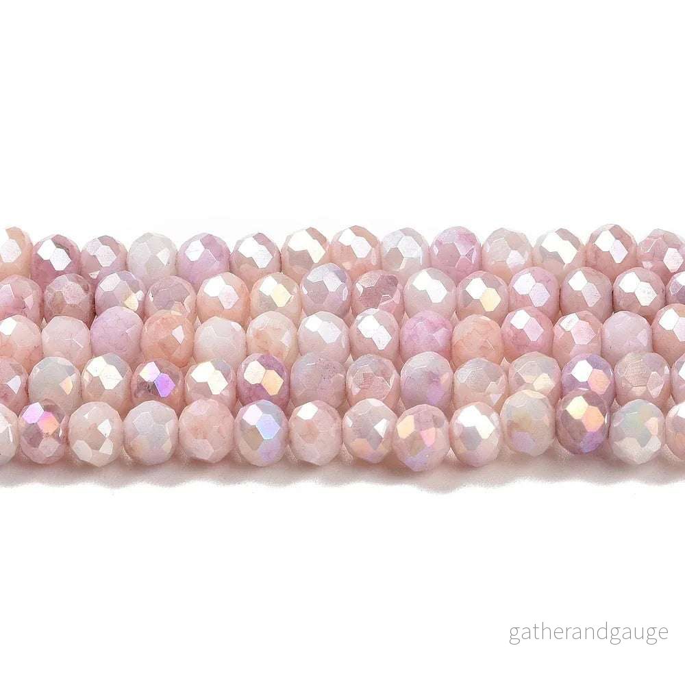 Facetterade glaspärlor - Sommarmix rosa, 4x3mm 1 sträng - Bild 3