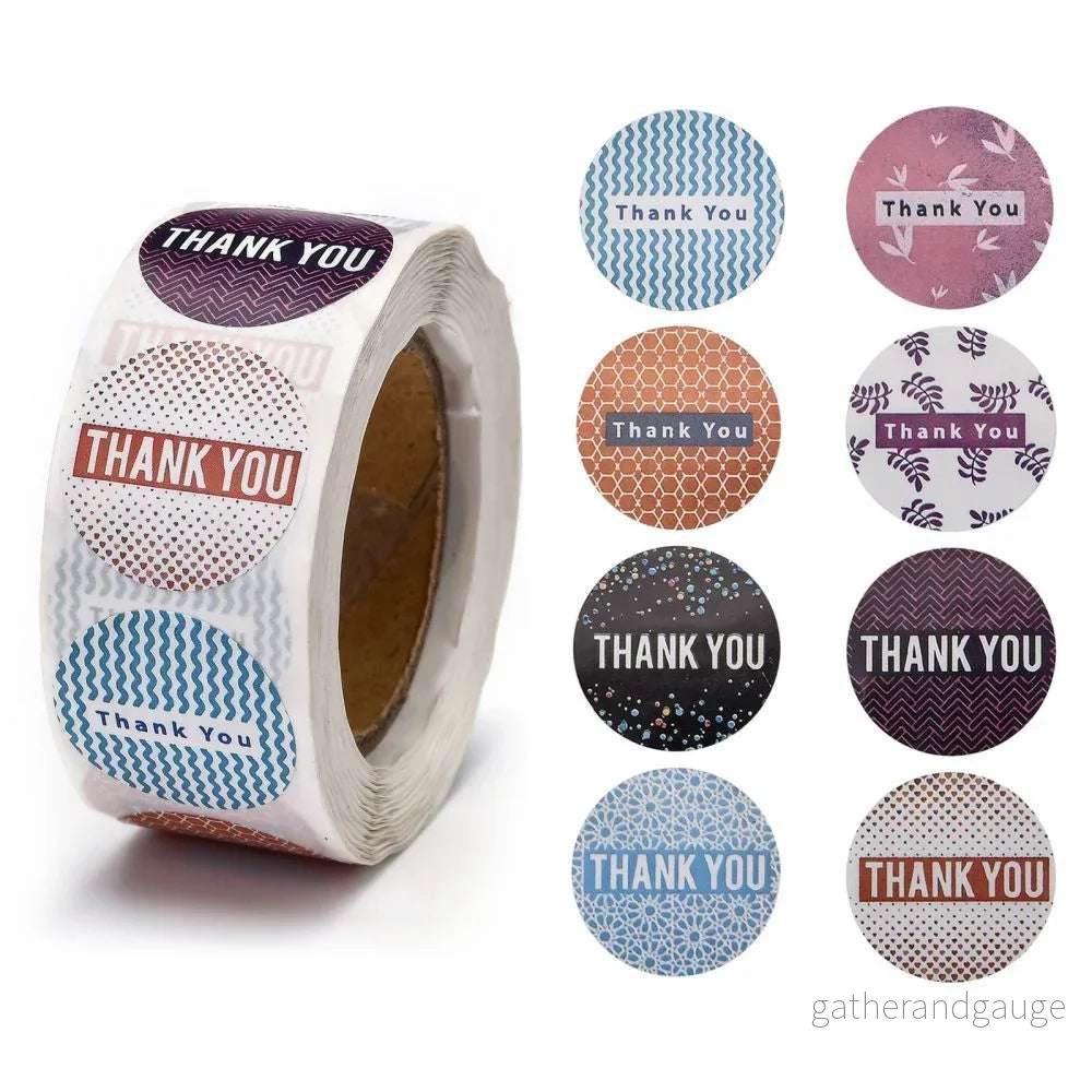 Klistermärken - Rund Thank You Mix - 1 Rulle