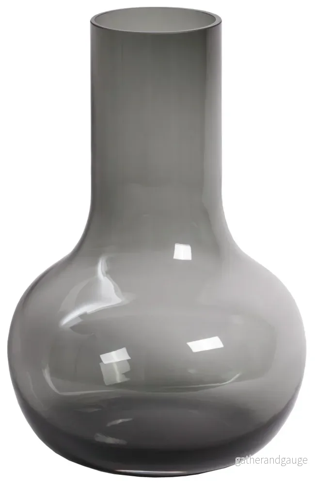 Grå glasvas - h37cm, Ø25cm