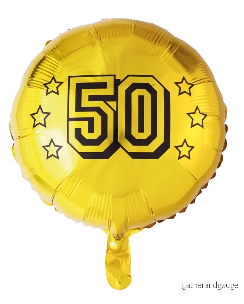 Folieballong, 50, rund, guld 46 cm