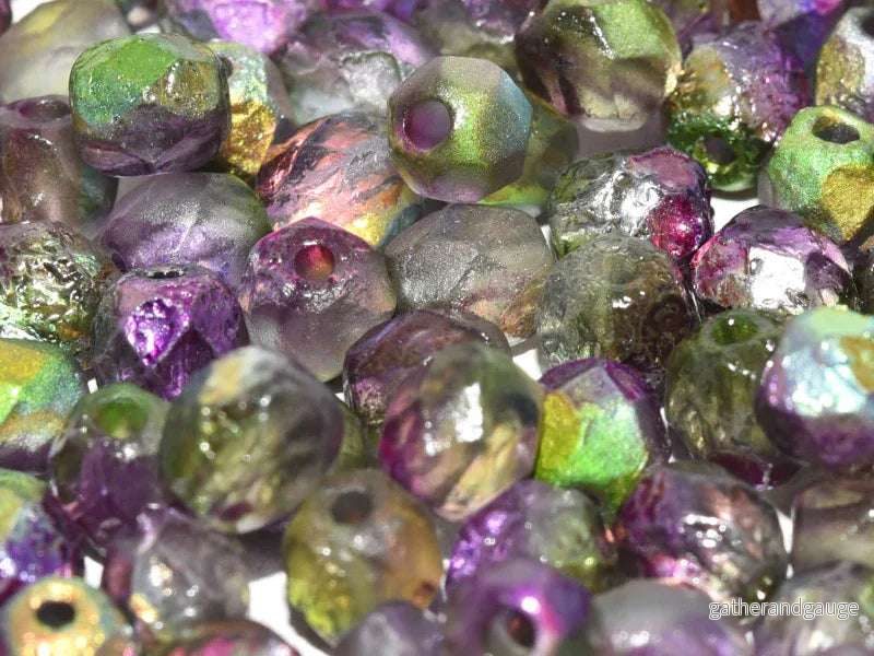 Tjeckiska Firepolish - Etched Crystal Magic Orchid 6mm, 25-pack