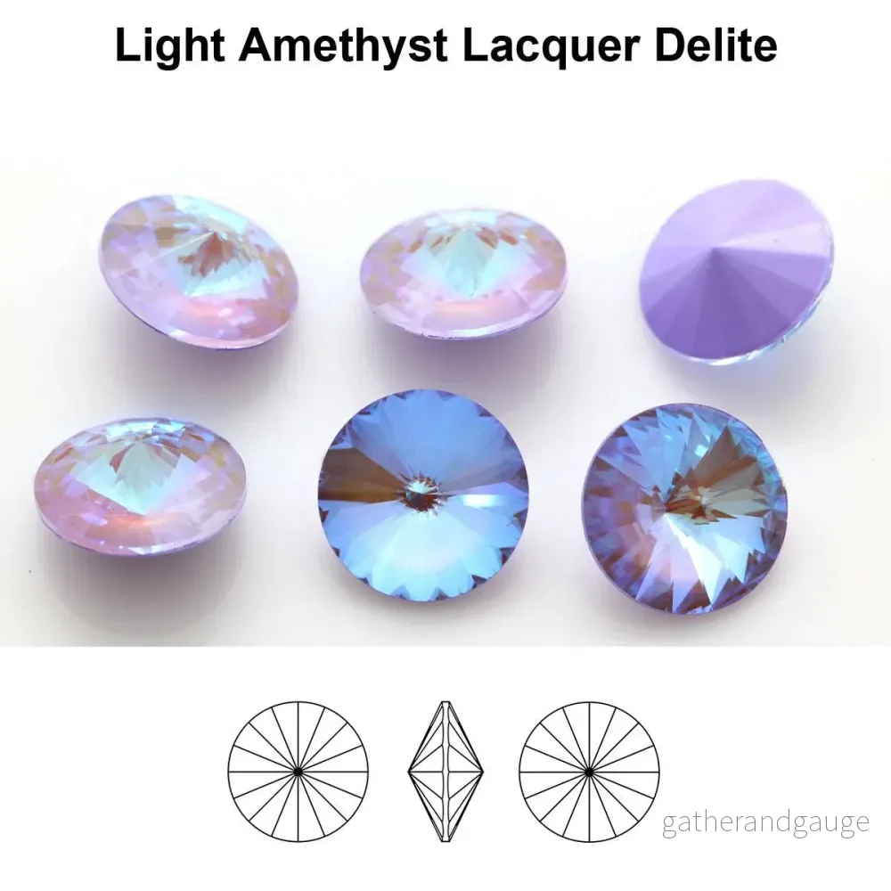Aurea Crystals A1122 Rivoli – Light Amethyst Lacquer DeLite 12mm 1 styck Aurea Crystals A1122 Rivoli – Light Amethyst Lacquer DeLite 12mm 1 styck