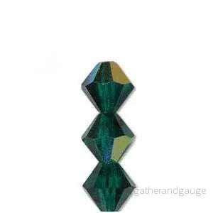 Tjeckiska MC Bicone - Emerald AB 6 mm, 18- pack