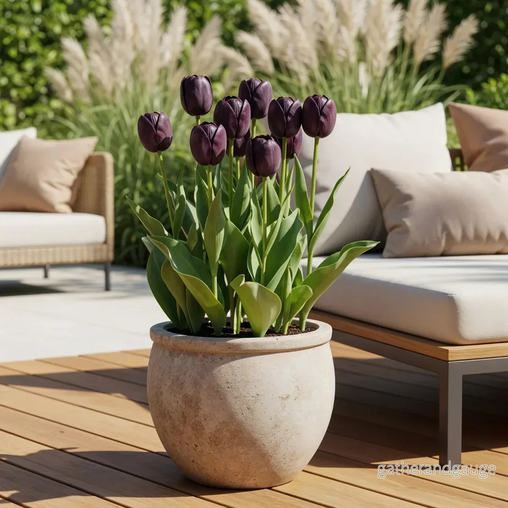 Green boutiQ - Bloembollen - Tulp Triumph Black - Kleur Donker Paars - 15 stuks - Bolmaat 11/12 - XXL Pack - Bild 3