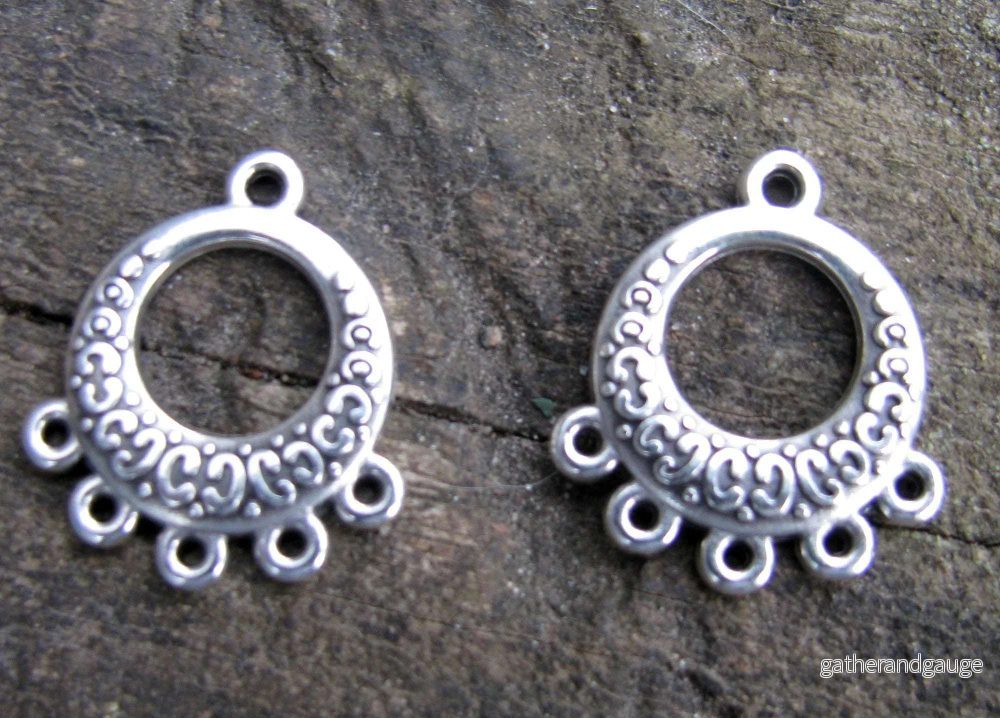 Örhängesämne silverfärgat - Rund med 6 hål, 2-pack
