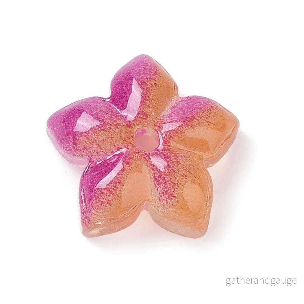 Glaspärlor Blomma - Rosa/Orange 12mm 1 styck - Bild 2