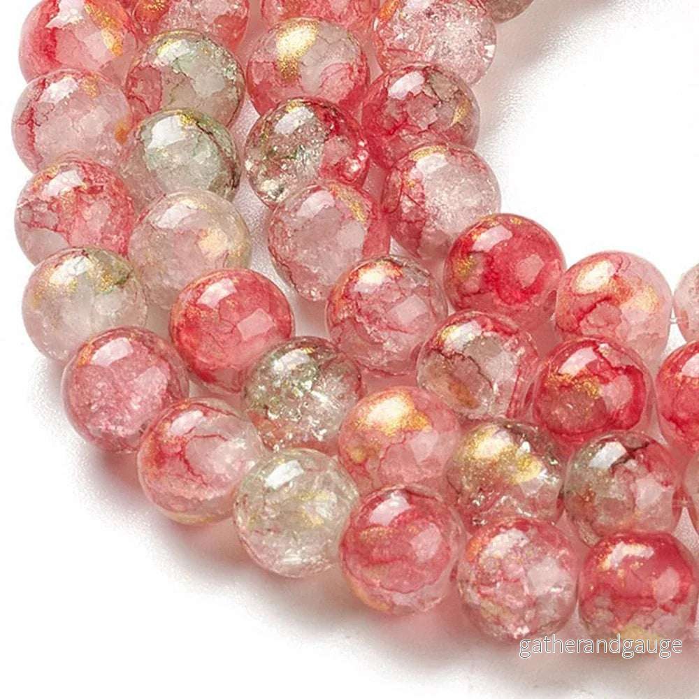 Krackelerad Rund – Stardust Red 6mm, 1 sträng Krackelerad Rund – Stardust Red 6mm, 1 sträng