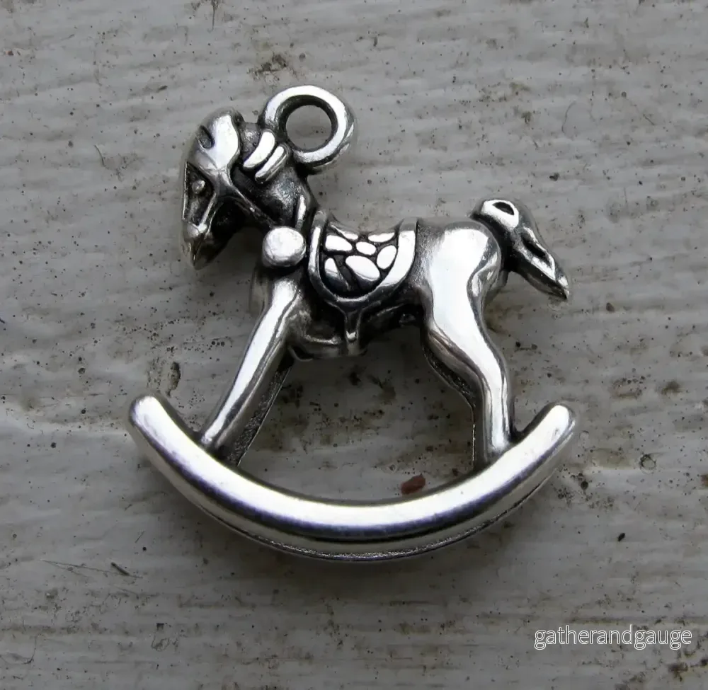 Berlock Silverfärgad - Gunghäst 3D 1 Styck