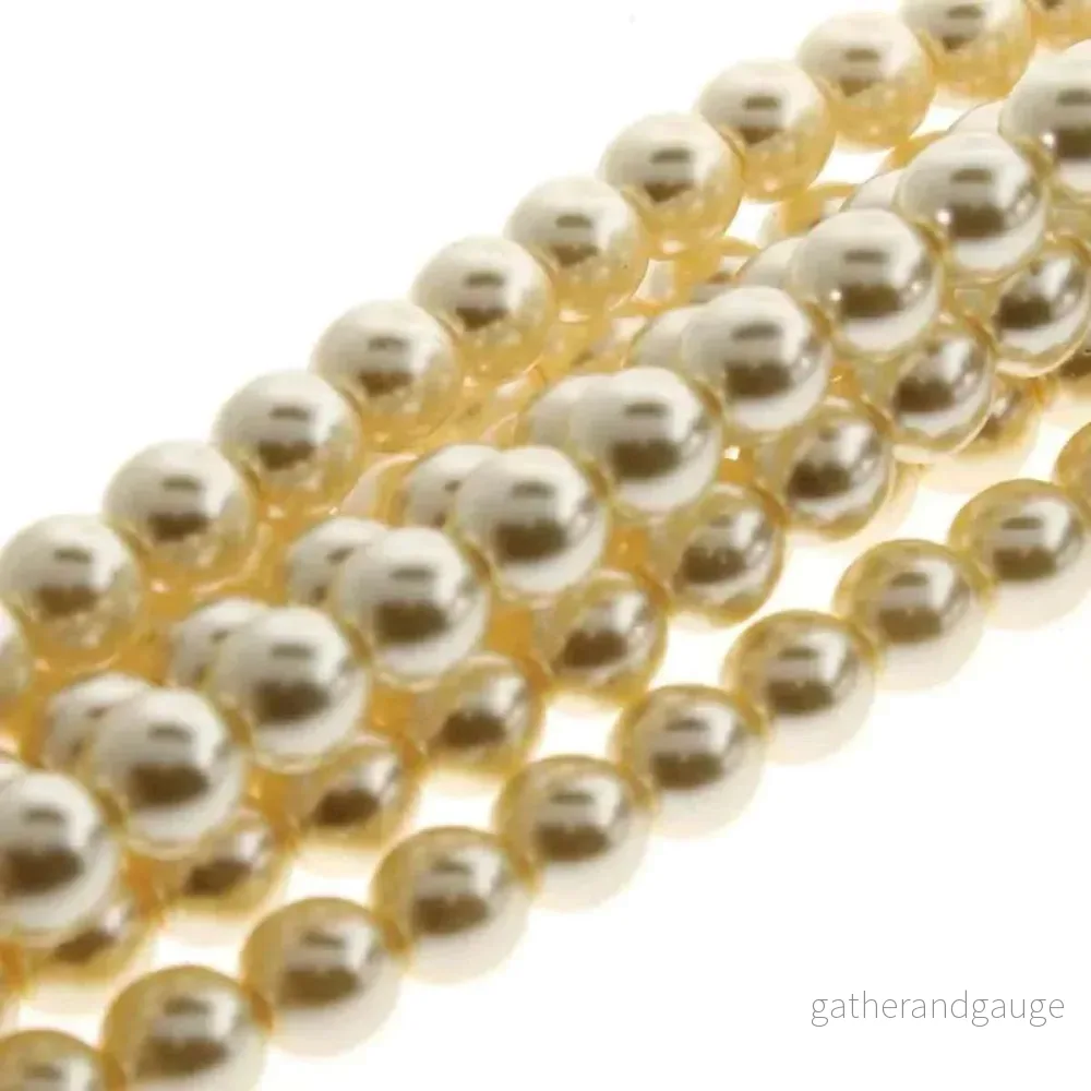 Tjeckiska Vaxade Glaspärlor - Cream 3mm, 1 sträng
