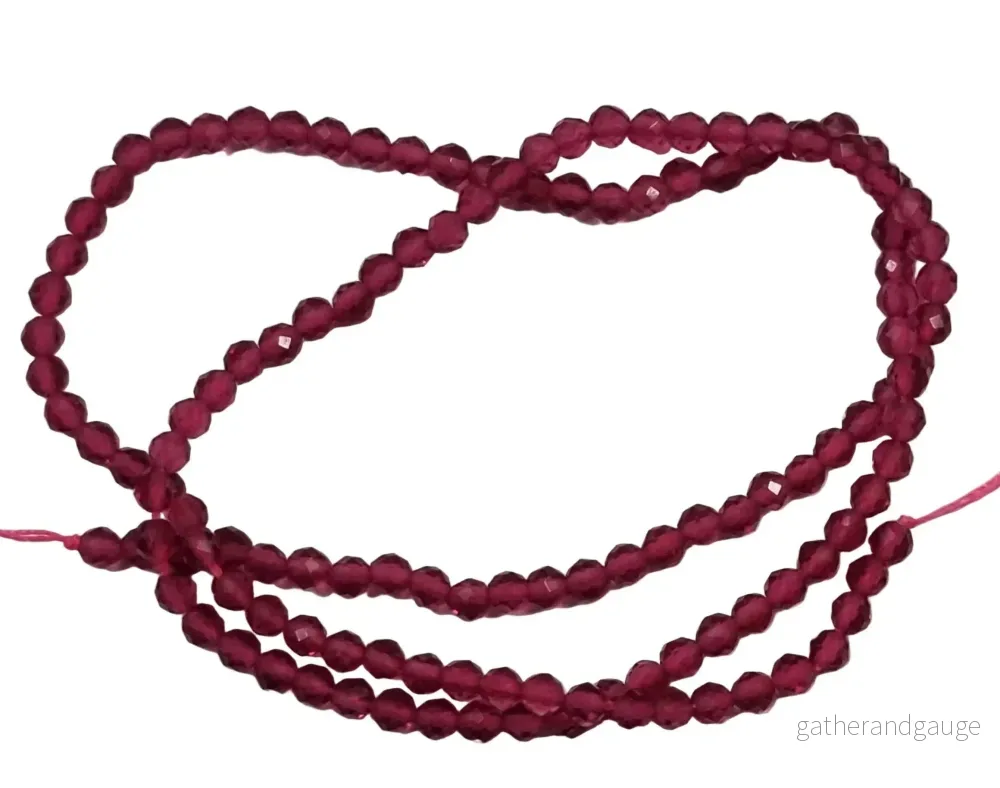 Glaspärlor Facetterade – Runda Fuchsia 3mm 1 sträng