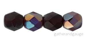 Tjeckiska Firepolish - Twilight Garnet 6mm, 25-pack