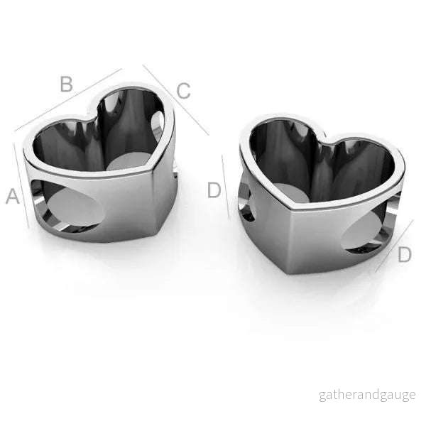 Mellandel 925 Silver Svart Rhodium – Hjärta 11mm 1 styck