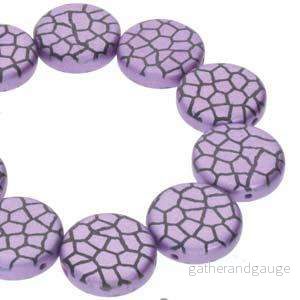 Coin 2-hole - Jet Violet Laser Cracked 14mm 1 sträng