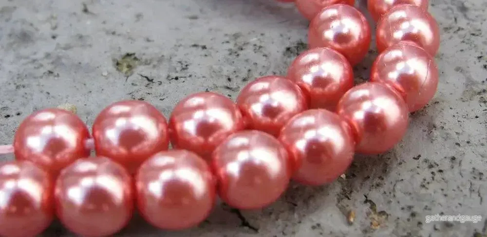 Tjeckiska vaxade glaspärlor - Blush 6mm, 1 sträng - Bild 2