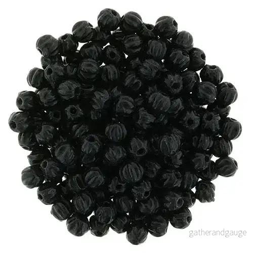 Tjeckiska Melon Round – Jet 3mm 50-pack
