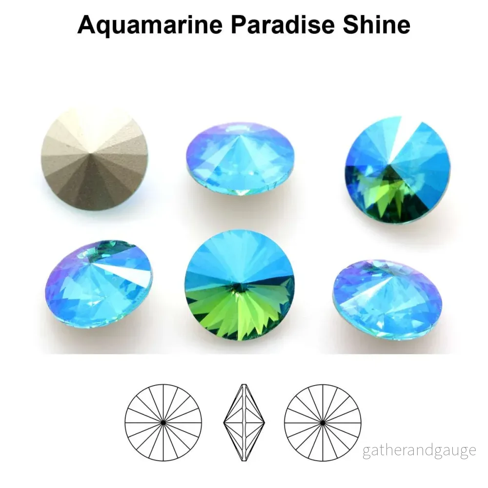 Aurea Crystals A1122 Rivoli – Aquamarine Paradise Shine 12mm 1 styck