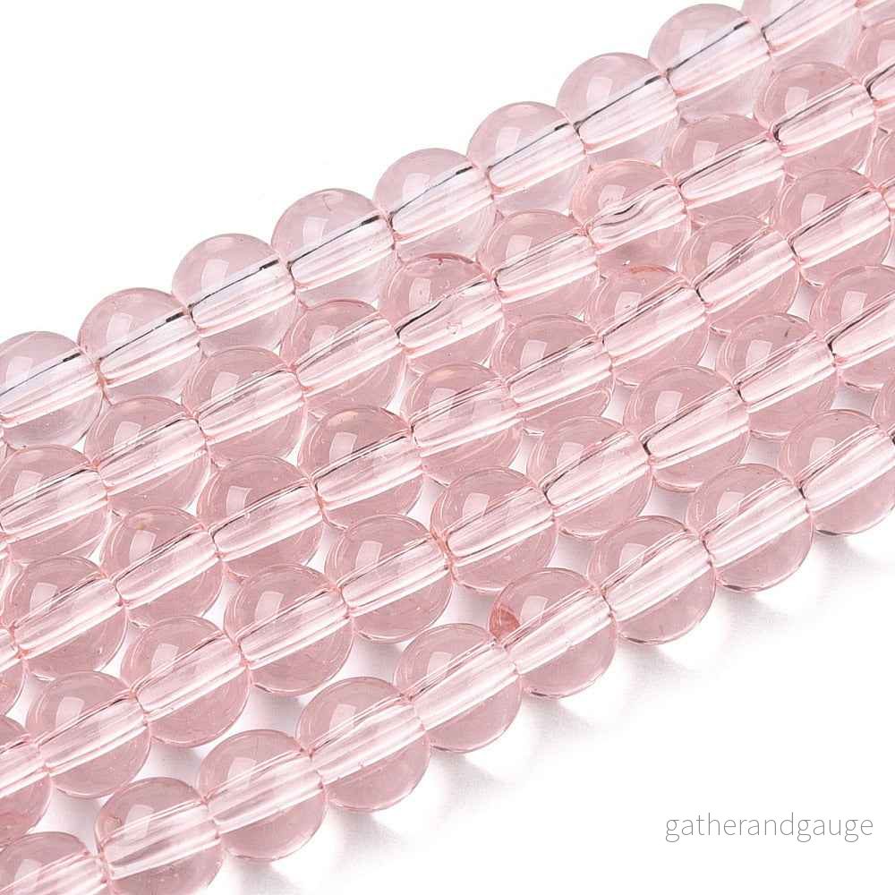 Glaspärlor Rund - Transparent Rosa 4mm 1 sträng - Bild 3