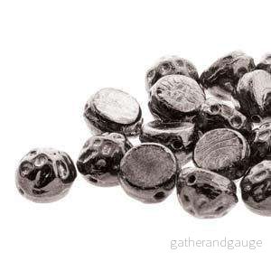 Baroque Cabochon - Jet Gunmetal 7mm 2-håls 10-pack