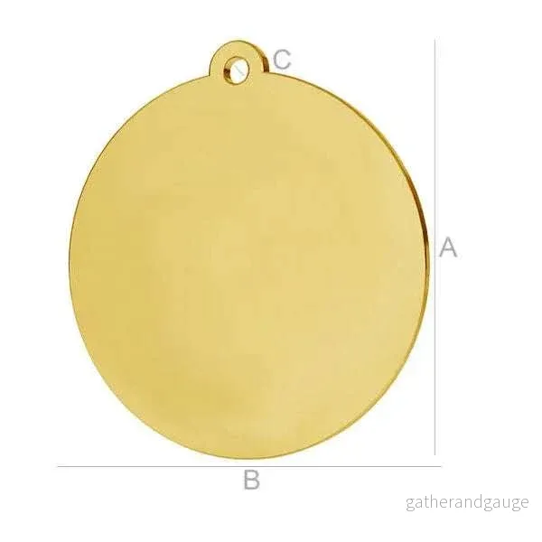 925 Silver 24K Gold Rund Charm 20mm – styck