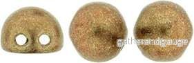 CzechMates Cabochon - Saturated Metallic Warm Taupe 7mm 2-håls, 10-pack