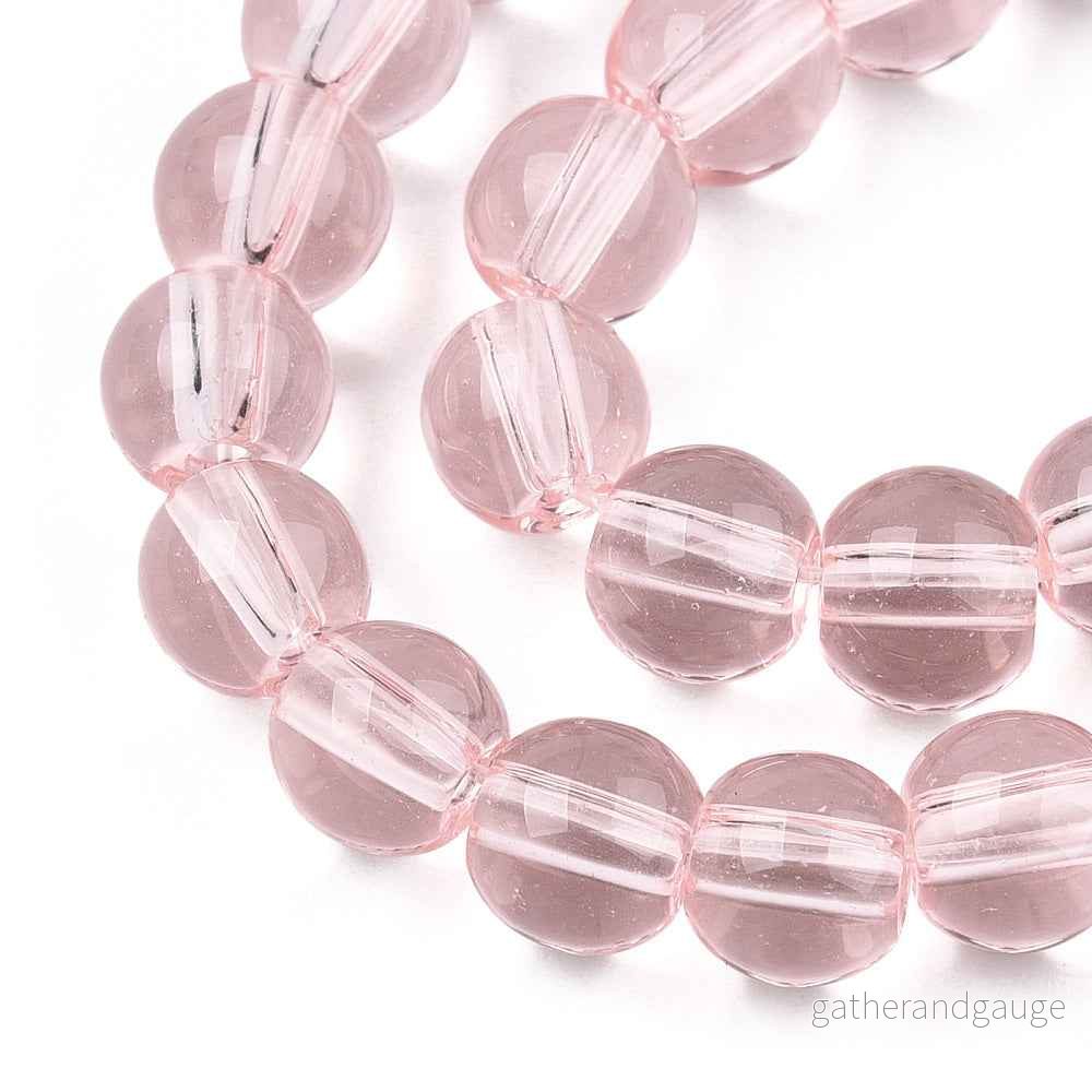 Glaspärlor Rund – Transparent Rosa 6mm 1 sträng