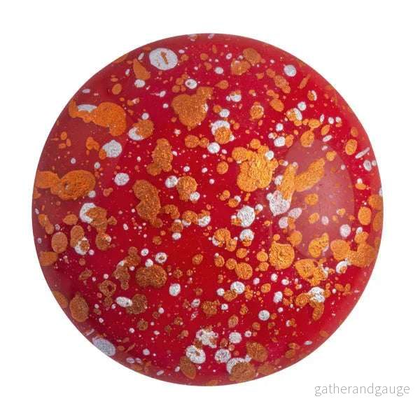 Cabochon par Puca® - Opaque Coral Red Tweedy 25 mm, 1 styck