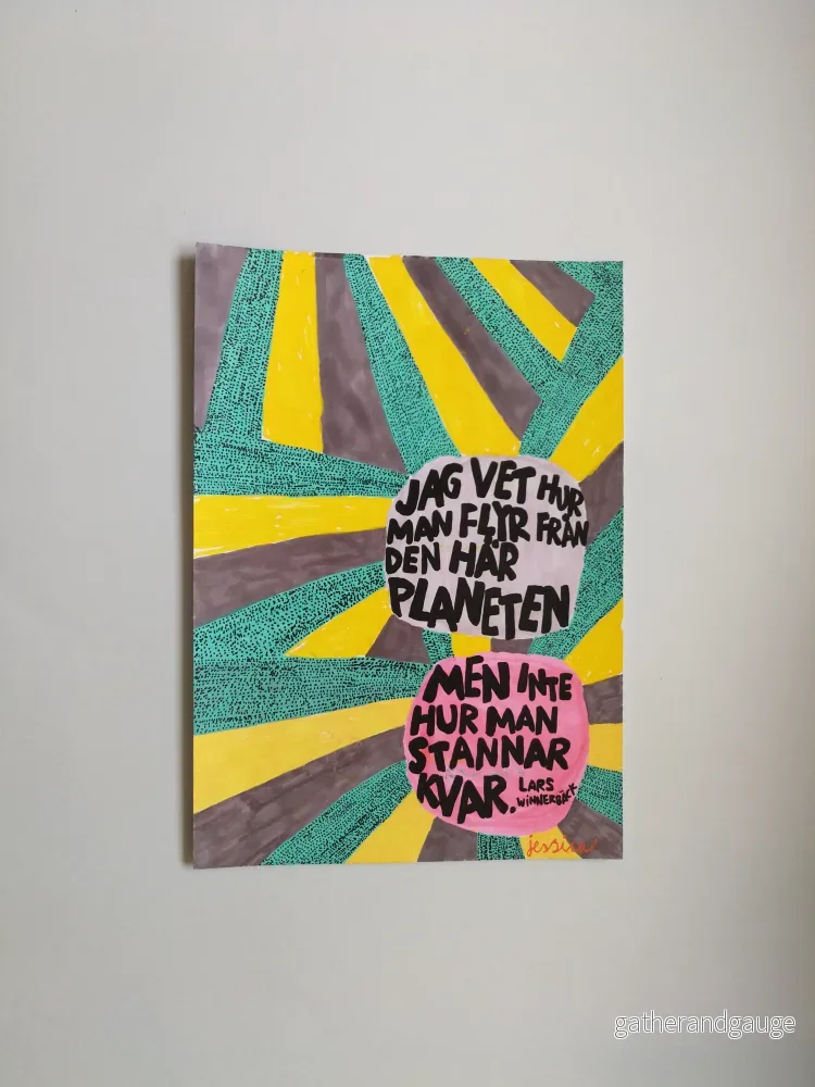 Jag vet hur man flyr från den här planeten. Handritad originalteckning, A4 Jag vet hur man flyr från den här planeten. Handritad originalteckning, A4