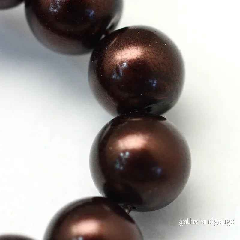 Vaxade Glaspärlor Brun 8mm - 1 Sträng - Bild 3