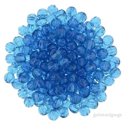 Tjeckiska Melon Round - Capri Blue 3mm, 50-pack