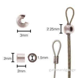 Basic Elements - Crimp tube and crimp cover, 3mm smooth, Silver plated, 48- pack - Bild 2