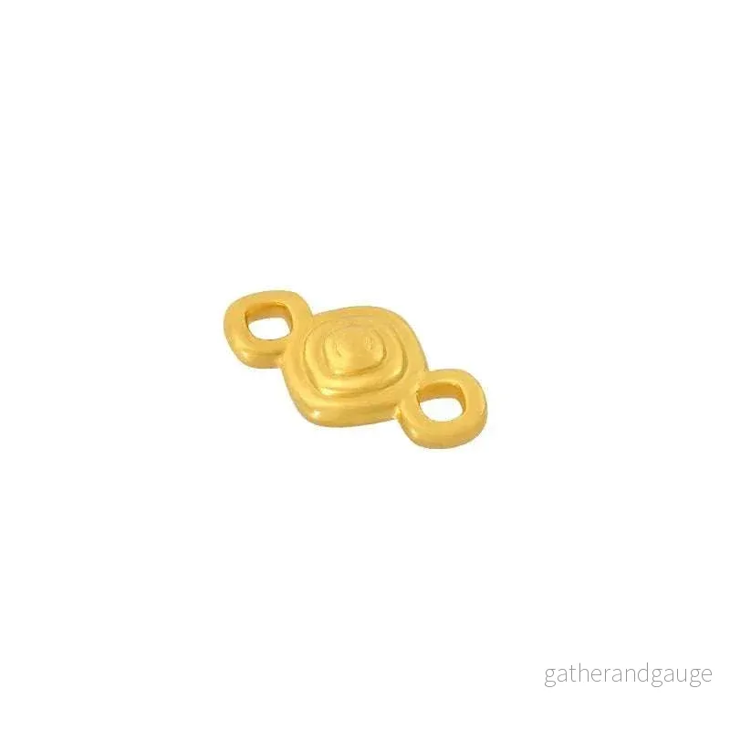 Connector 24K Guldpläterad - Romb med ränder 6mm, 1 styck - Bild 2