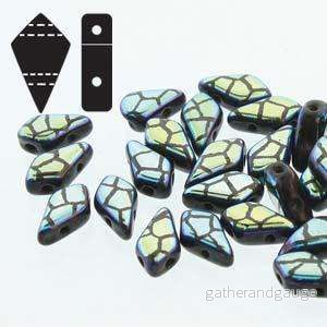 Kite Bead - Jet Laser Cracked 9x5mm 5 gram