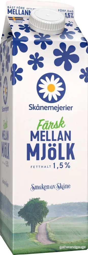 Mjölk mellan 1.5%, 1L Skånemejerier