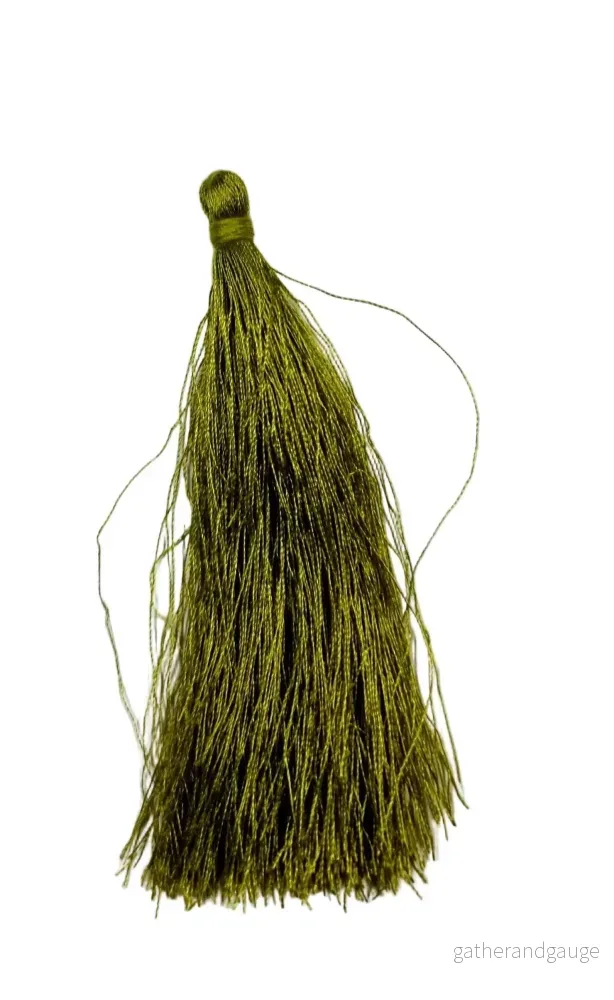 Hänge tassel polyester - Lt Olive 90mm 1 styck - Bild 2