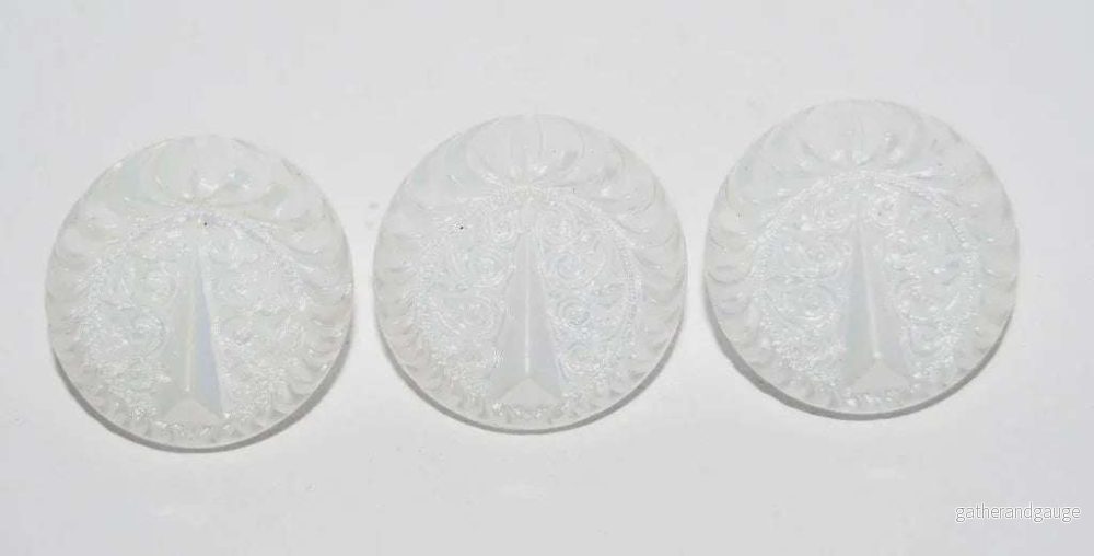 Glasknapp - Vit med Mönster 18mm 1 styck