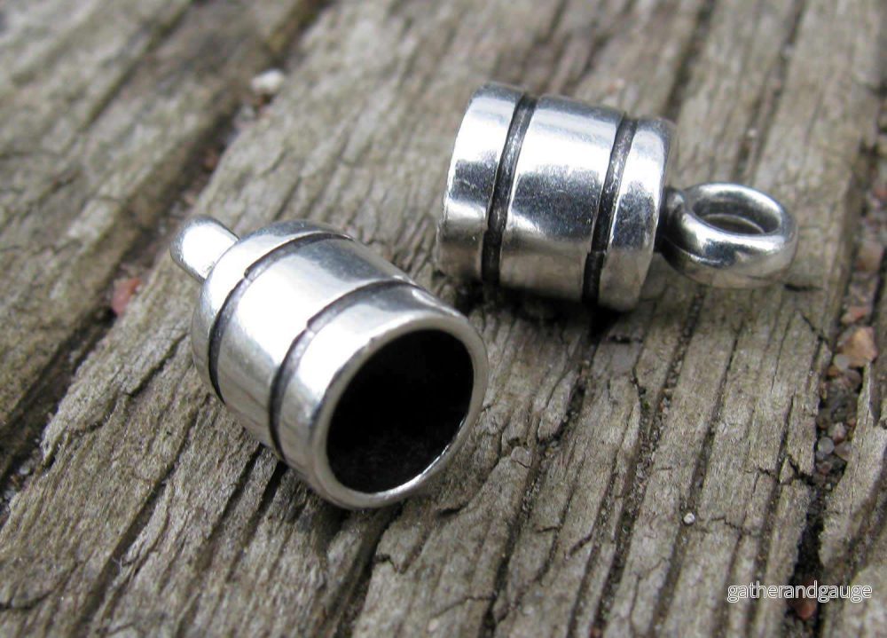 Ändfäste Silverfärgade - Rak med ränder 6mm, 2-pack - Bild 2