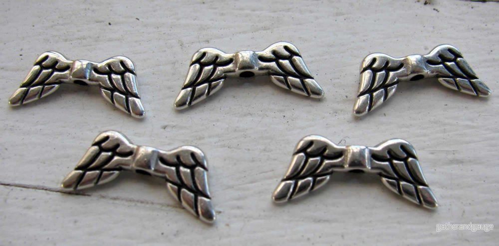 Mellandel silverfärgade - Änglavingar 19x8,5mm 5-pack - Bild 2