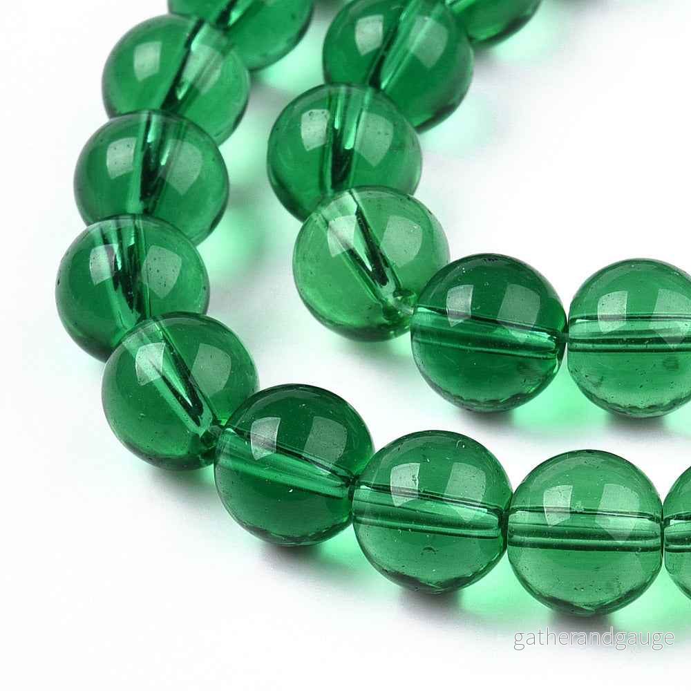Glaspärlor Rund – Transparent Grön 8mm 1 sträng