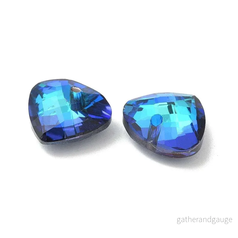 Facetterade glaspärlor - Teardrop Shimmer Dark Blue 12x13mm 1 styck - Bild 2