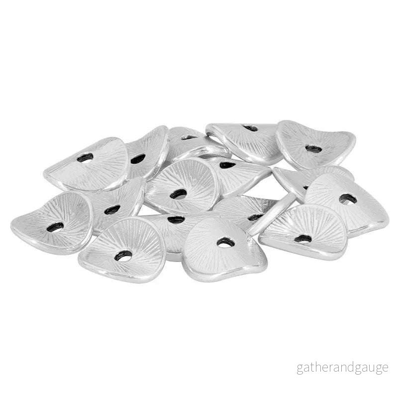 Mellandel silverpläterad - Böjd platt disc 8mm 5-pack