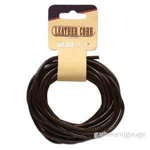 Läderband ca 3 mm - Brun, 5 yards