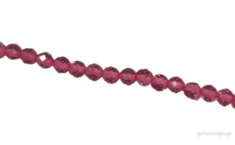 Glaspärlor Facetterade - Runda Rose 3mm 1 sträng - Bild 2