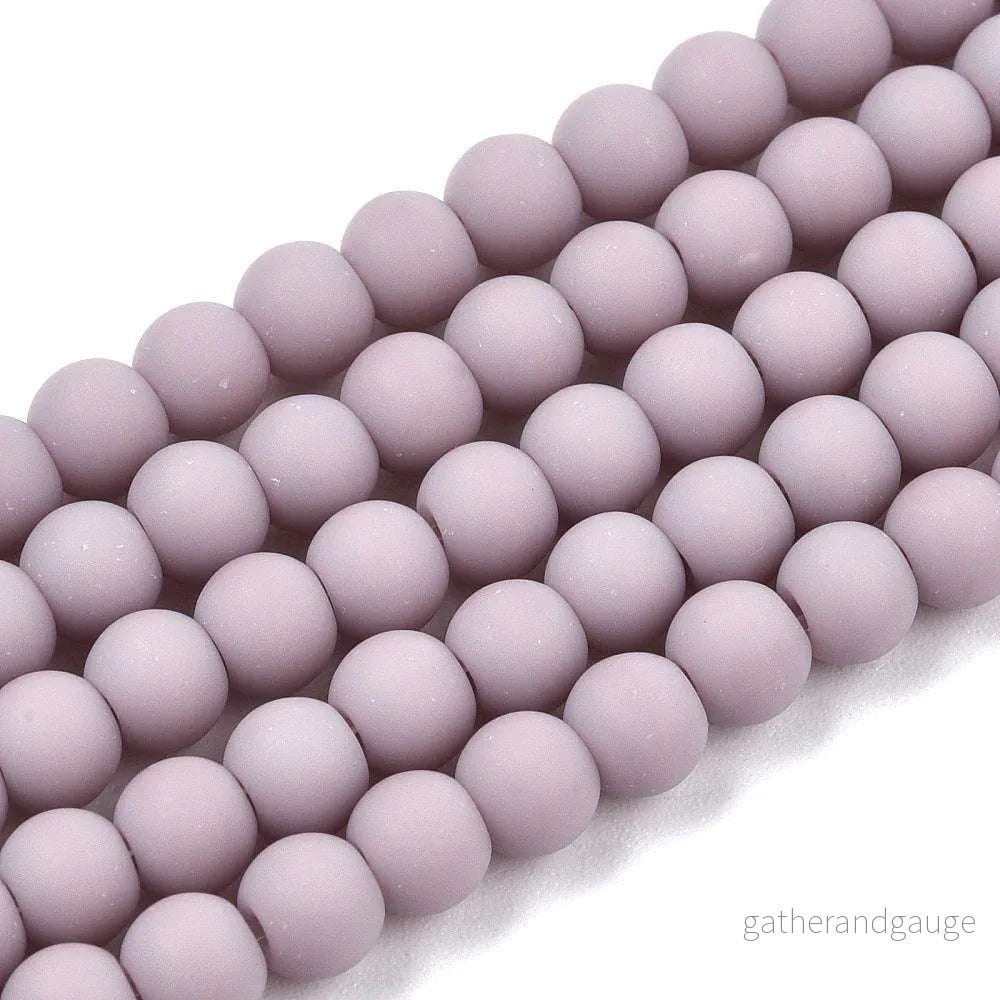 Glaspärlor Runda - Opak frostad Grålila, 4mm 1 sträng - Bild 3