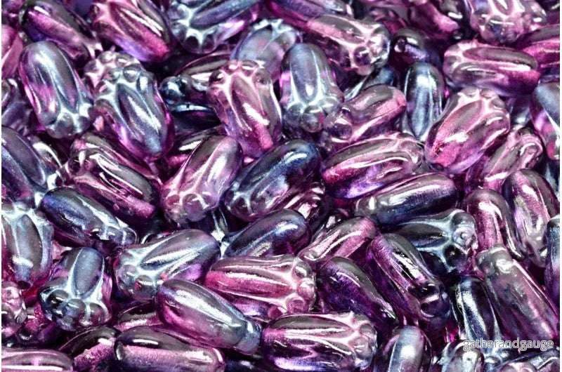 Tulip Bud Beads - Crystal Blue Fuchsia 12x8mm, 20-pack