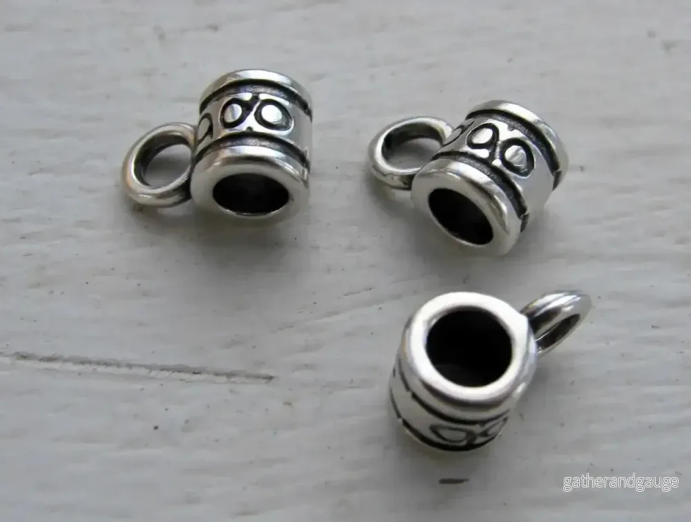 Berlockhållare silverpläterad - Rondell med cirklar, 3-pack