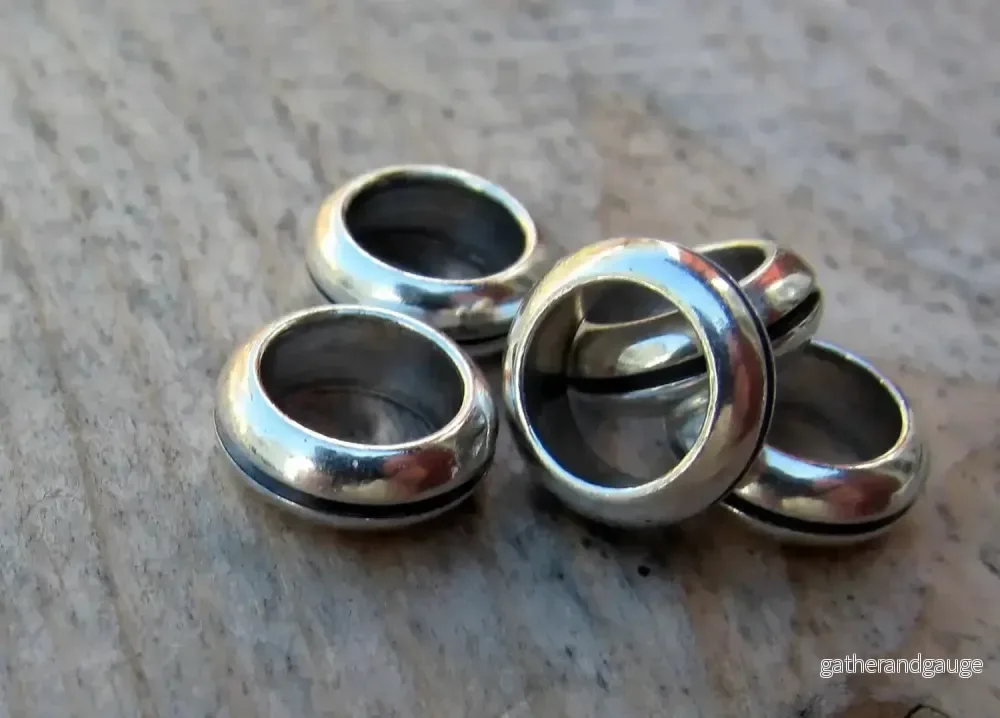 Mellandel Silverfärgad Tunna med Rand - 10x3,7mm, 5-pack - Bild 2