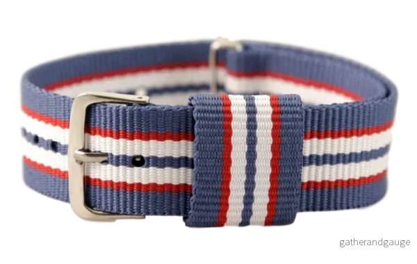 NATO-armband 20 mm – blå/röd/vit/blå - Bild 2
