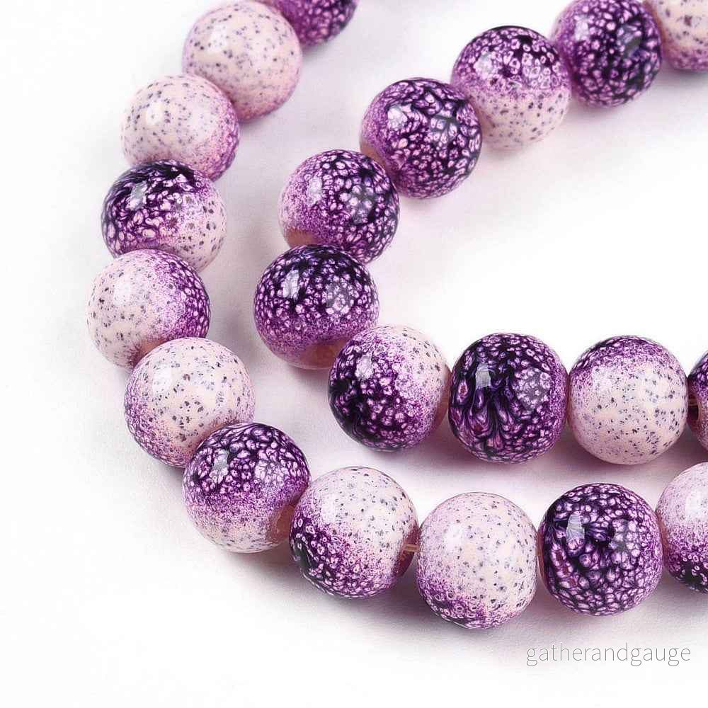 Glaspärlor Runda – Tvåtonde Dark Violet 1 sträng