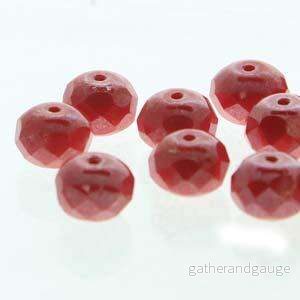 Tjeckiska Firepolish Donut - Red Luster 4x7mm, 1 sträng