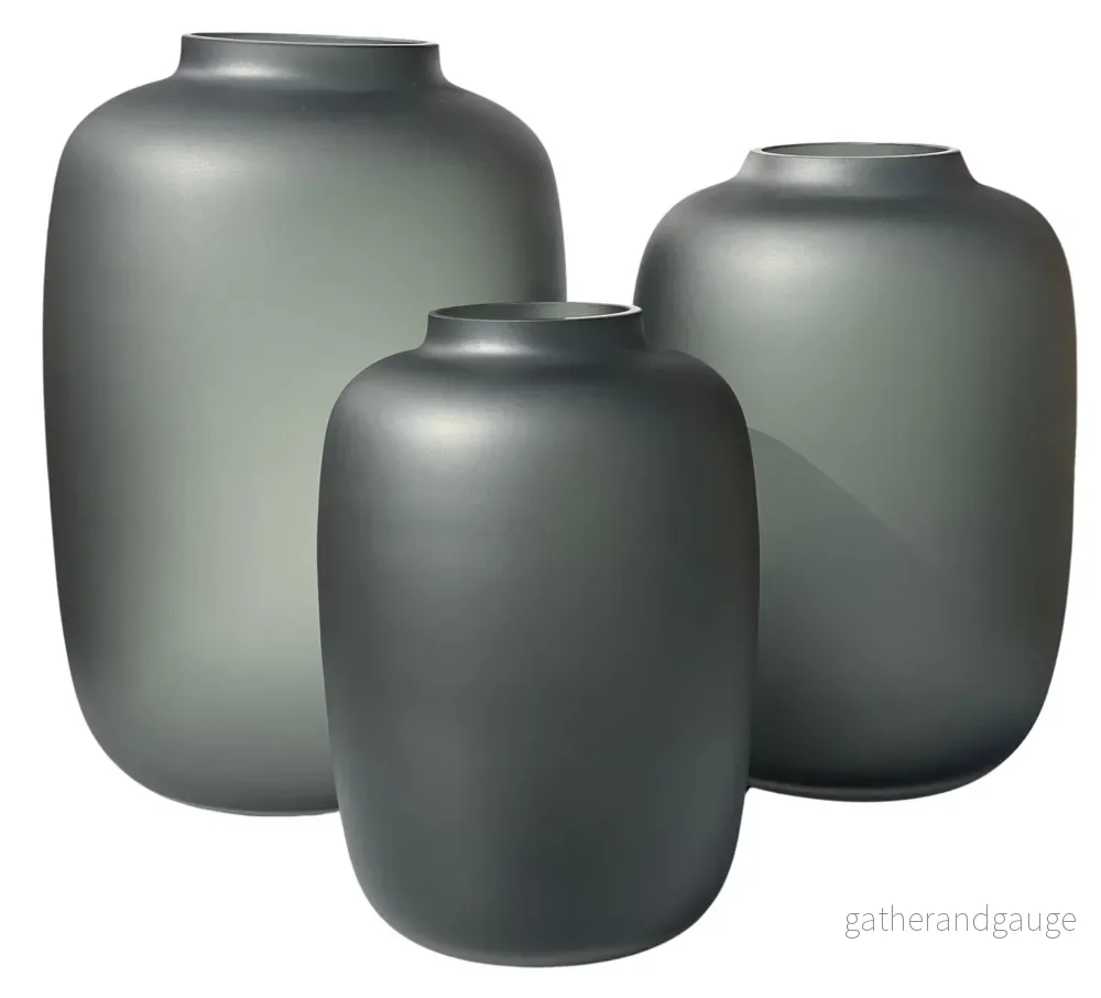 Satingrå glasvas - h35cm, Ø25cm - Bild 3